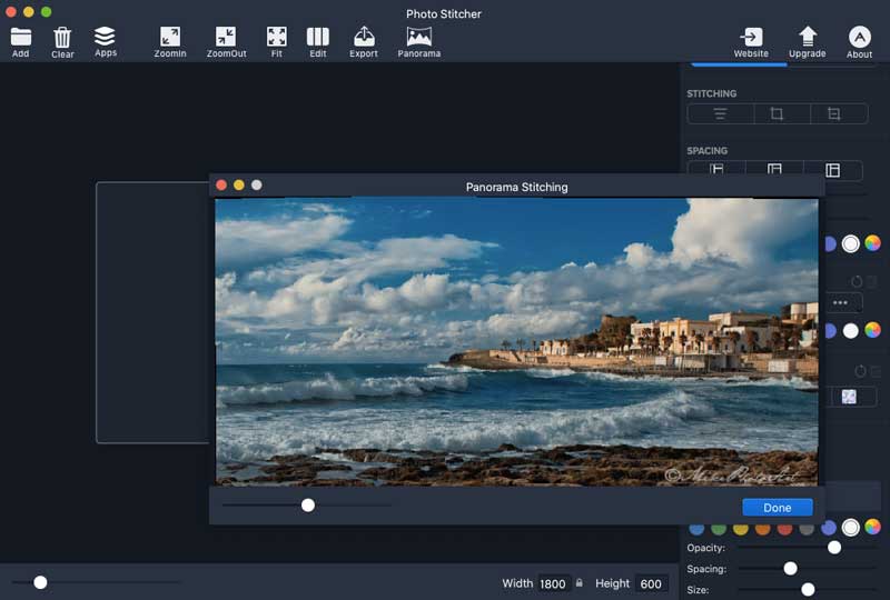create panorama pictures by using vertexshare photo stitcher