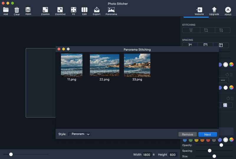 create panorama pictures by using vertexshare photo stitcher